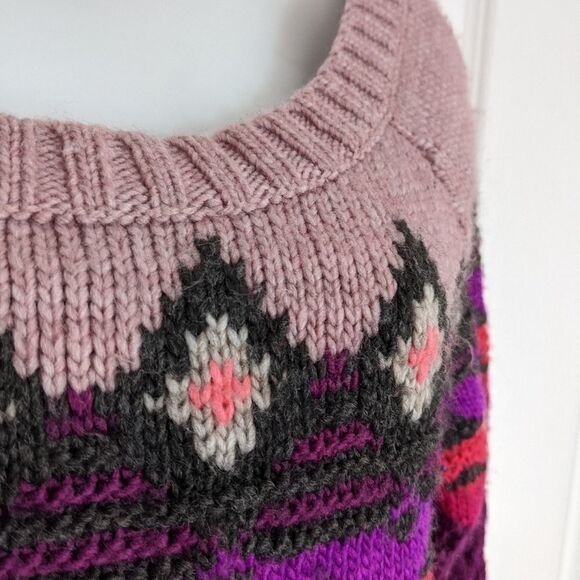 AMERICAN EAGLE sweater CHUNKY knit wide neckline multicolor size Medium @M2 - Picture 3 of 9